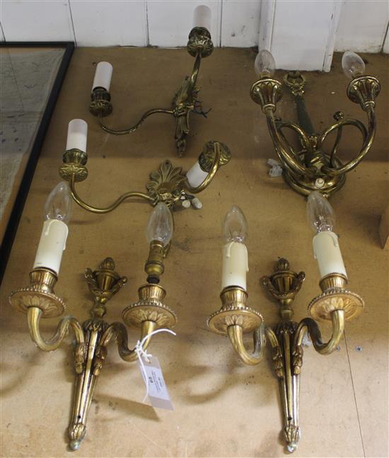 2 pairs of brass wall lights and 1 other